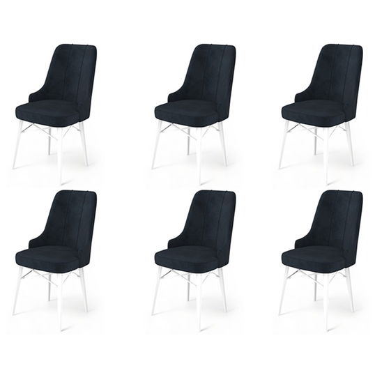 Set scaune 6 piese, Charlotte, Pare, Metal, Antracit/Alb