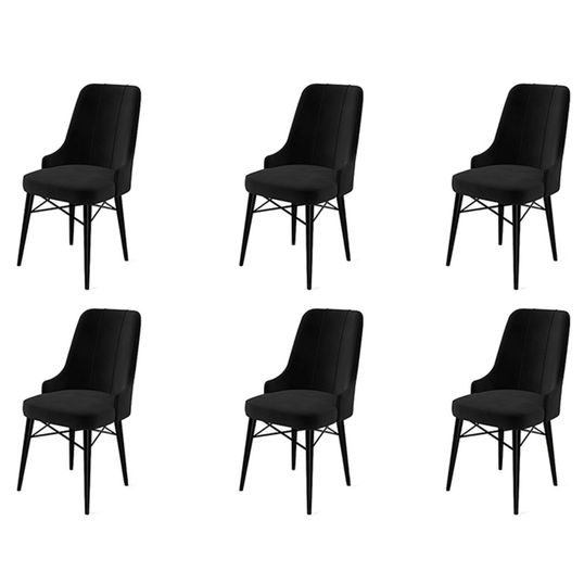 Set scaune 6 piese, Charlotte, Pare, Metal, Negru