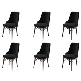 Set scaune 6 piese, Charlotte, Pare, Metal, Negru/Maro