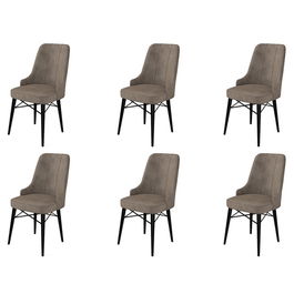Set scaune 6 piese, Charlotte, Pare, Metal, Cappuccino / Negru