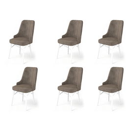 Set scaune 6 piese, Charlotte, Pare, Metal, Cappuccino / Alb