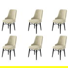 Set scaune 6 piese, Charlotte, Pare, Metal, Crem/Negru