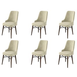 Set scaune 6 piese, Charlotte, Pare, Metal, Crem/Maro