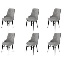 Set scaune 6 piese, Charlotte, Pare, Metal, Gri/Negru