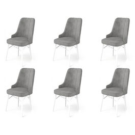 Set scaune 6 piese, Charlotte, Pare, Metal, Gri/Alb