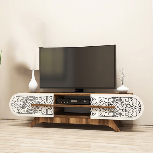 Comoda TV, Hommy Craft, Defne, 145x37x37 cm, PAL, Maro/Crem