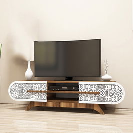Comoda TV, Hommy Craft, Defne, 145x37x37 cm, PAL, Nuc/Alb