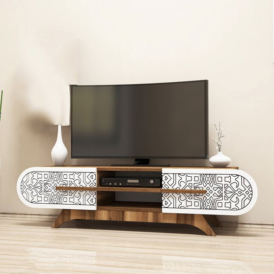 Comoda TV, Hommy Craft, Defne, 145x37x37 cm, PAL, Nuc/Alb