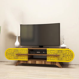 Comoda TV, Hommy Craft, Defne, 145x37x37 cm, PAL, Nuc / Galben