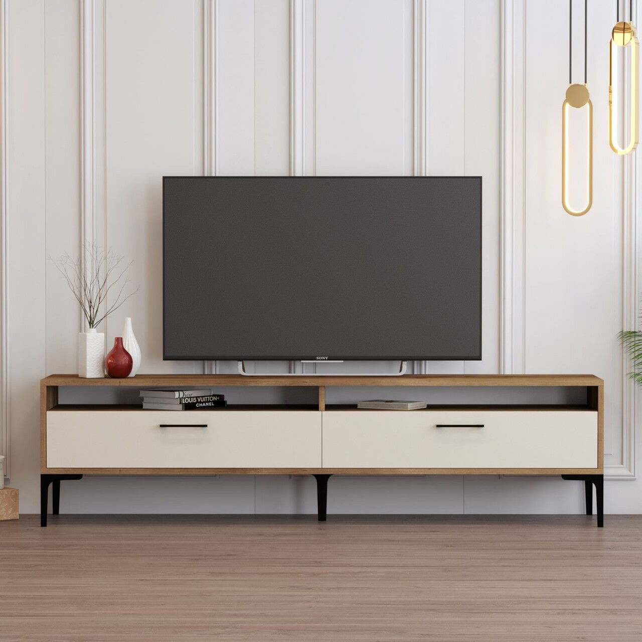 Comoda TV, Hommy Craft, Istanbul 2, 180x35x47 cm, PAL, Maro/Crem
