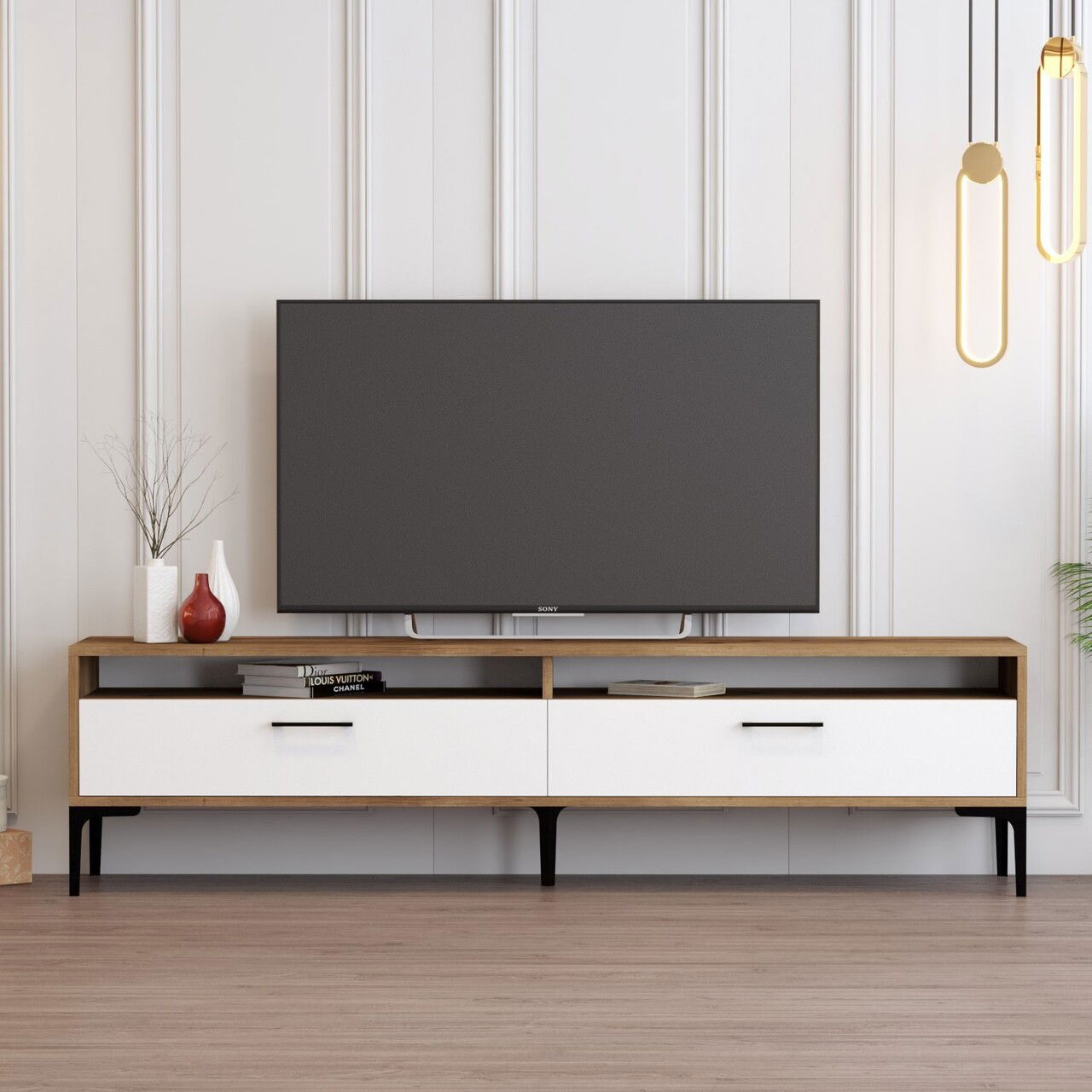 Comoda TV, Hommy Craft, Istanbul 2, 180x35x47 cm, PAL, Nuc/Alb