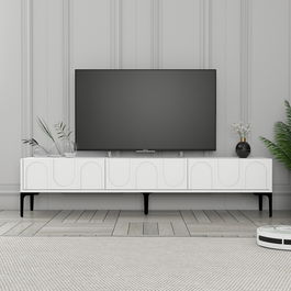 Comoda TV, Hommy Craft, Lyon 42, 180x42x35 cm, PAL, Alb/Negru