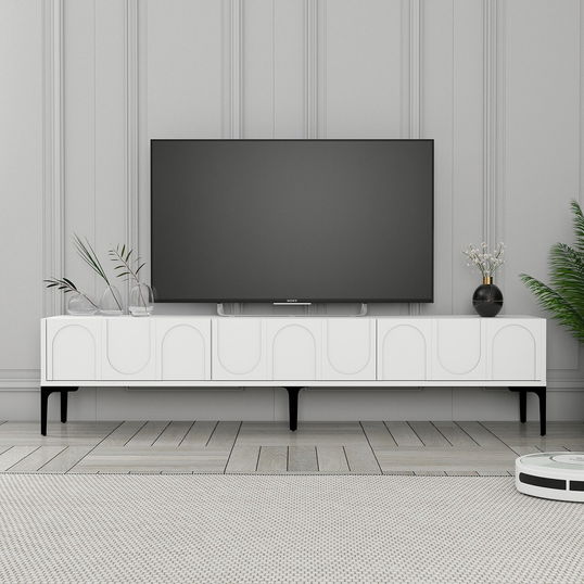 Comoda TV, Hommy Craft, Lyon 42, 180x42x35 cm, PAL, Alb/Negru