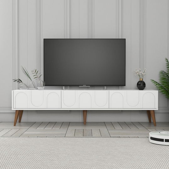 Comoda TV, Hommy Craft, Lyon 44, 180x44x35 cm, PAL, Alb/Maro