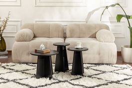 Set masute 3 piese, Nordure, Lume, PAL, Negru