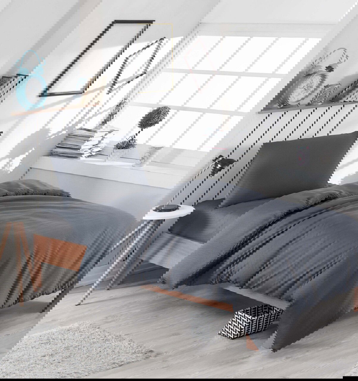 Lenjerie de pat pentru o persoana, Düzboya - Fume, Eponj Home, 65% bumbac/35% poliester