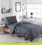 Lenjerie de pat pentru o persoana, Düzboya - Fume, Eponj Home, 65% bumbac/35% poliester