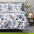 Lenjerie de pat King Size, Sorli, Homla, 3 piese, 200x220 cm, bumbac, alb/albastru