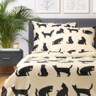 Lenjerie de pat dubla Poes, Homla, 3 piese, 160x200 cm, bumbac, bej/negru