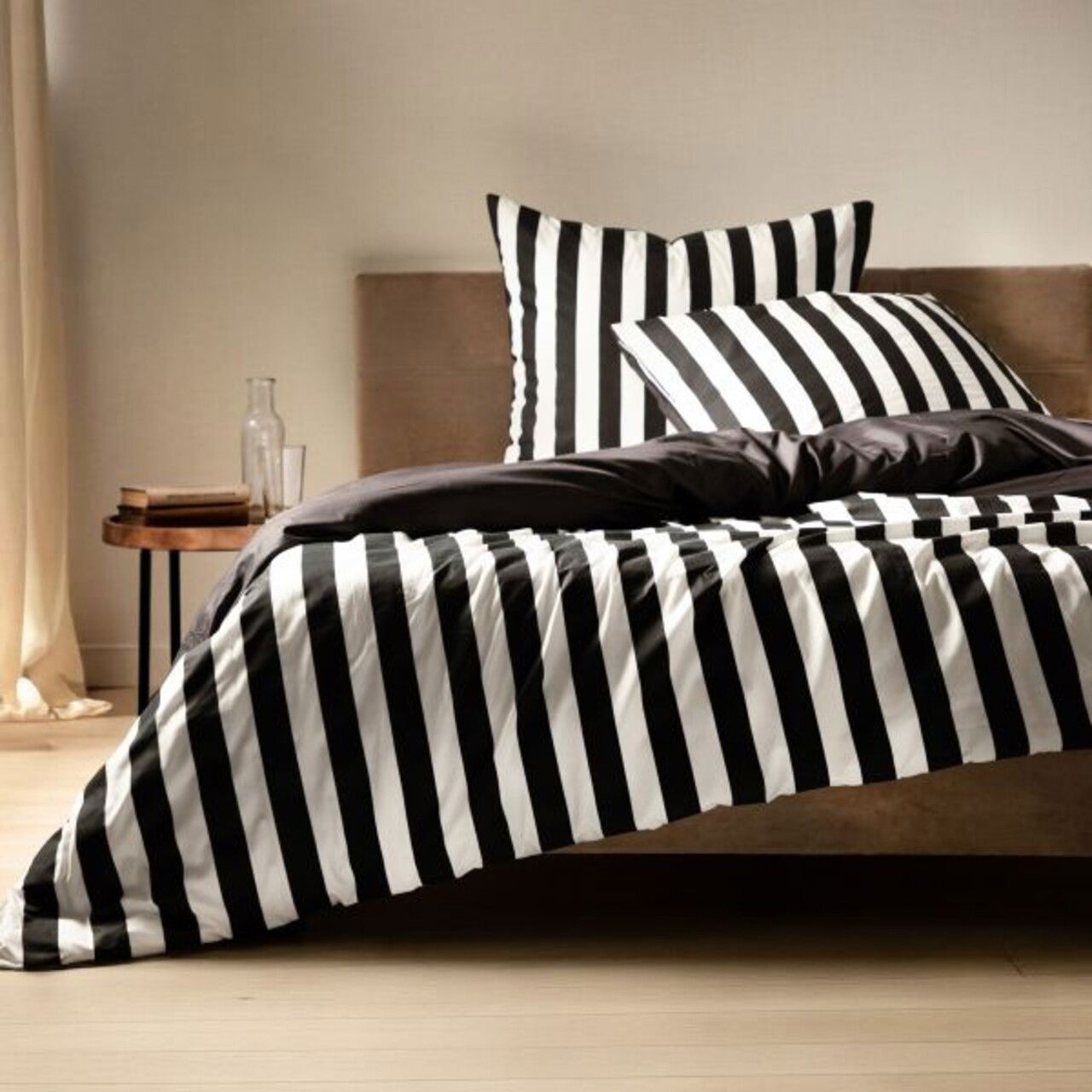 Lenjerie de pat King Size, Rayas, Homla, 3 piese, 200x220 cm, microfibra din poliester, alb/negru