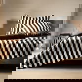 Lenjerie de pat pentru o persoana Rayas, Homla, 2 piese, 140x200 cm, microfibra din poliester, alb/negru