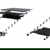 Birou mobil cu suport tastatura, Z-Shaped Vasagle, 60x48x73 cm, PAL/otel, negru