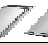Cos de gunoi dublu cu pedala, Songmics, 2 x 30 L, 58.5x36x65.2 cm, inox/polipropilena, argintiu