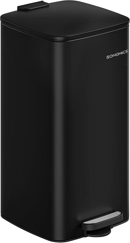 Cos de gunoi de bucatarie 30 L, Songmics, 34x28.5x54.5 cm, otel/polipropilena, negru cerneala