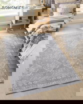 Covor antiderapant Songmics Boho, 120x170 cm, lavabil la masina, poliester, gri deschis