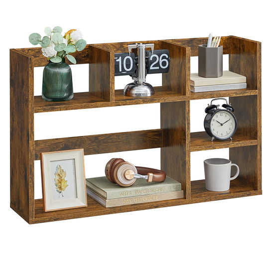 Corp biblioteca / raft de organizare birou si bucatarie, Vasagle, 80x20x50 cm, PAL, maro rustic