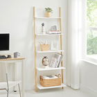 Biblioteca tip scara cu 5 rafturi Ladder, Vasalge, 60x35x171 cm, MDF/lemn de pin, alb mat/natural