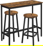 Set masa de bar si 2 scaune, Vasagle, 100x40x90 cm / 32x32x65 cm, PAL/otel, maro rustic