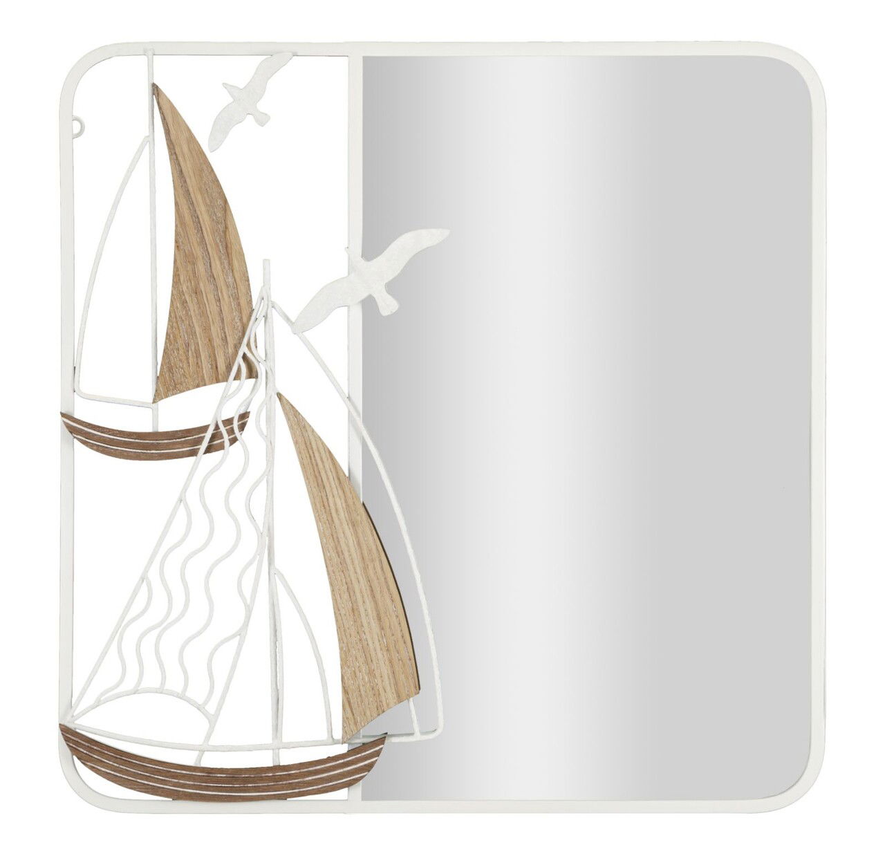 Oglinda de perete Adriatic, Mauro Ferretti, 60x60 cm, MDF/fier, alb'maro