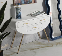 Consola Venus, Mauro Ferretti, 110x40x80 cm, MDF/fier, alb/auriu