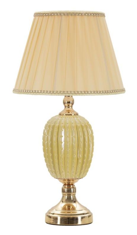 Lampa de masa Lot, Mauro Ferretti, 1 x E27, 40W, 30x55 cm, fier/ceramica, auriu/crem