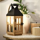 Felinar Burel, Homla, 12x12x31 cm, lemn/sticla, natur/negru