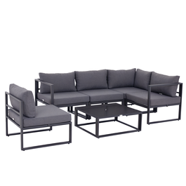 Outsunny set mobilier grădină 6 piese, canapele, colțar, masă auxiliară, aluminiu poliester, perne, pentru 4-5 Persoane | Aosom Romania