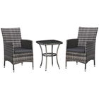 Set de mobilier de balcon Outsunny pentru 2 persoane, Set de scaune din ratan, Set de mobilier de grădină Polyrattan, Gri închis | Aosom Romania