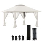 Outsunny Tonela de grădină pop-up pliabilă cu acoperiș dublu protecție UV 50+ cu 4 plase de țânțari cu fermoar 4 x 4 m Alb | Aosom Romania