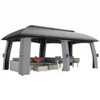 Outsunny Pavilion, Cort de petreceri, cu plase anti-insecte, plafon rezistent la vânt, pentru până la 15 persoane, gri închis, 3 x 6 x 3 m | Aosom Romania
