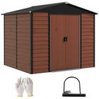 Outsunny Casa din metal, rezistent la intemperii și rugină, cu lacăt, 2,40 x 2,06 x 1,98 m, lemn | Aosom Romania