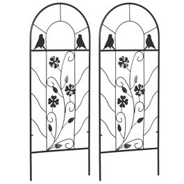 Outsunny Treillis de jardin lot de 2 suport pentru plante agatatoare din metal - 38 x 98 cm negru | Aosom Romania