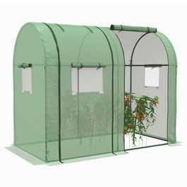 Outsunny Sera de grădină 1,8 m² dim. 1,85L x 0,9l x 1,5H m 2 Uși cu fermoar rulante 4 Ferestre rulante Oțel PE Verde | Aosom Romania