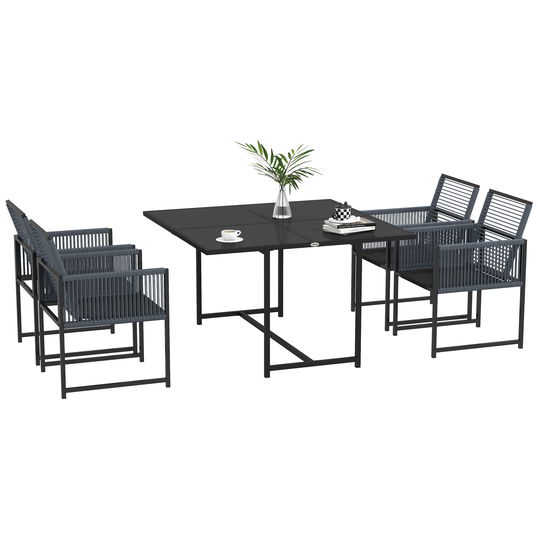 Outsunny Set mobilier de grădină 5 piese, Grup de dining în aer liber, rezistent la intemperii, 1 masă, 4 scaune, Gri | Aosom Romania