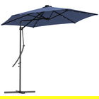 Outsunny Umbrelă de grădină, Umbrelă cu braț, LED-uri, Modul solar, rezistent la intemperii, inclusiv husă de protecție, Ø290 x 260 cm, Albastru închis | Aosom Romania