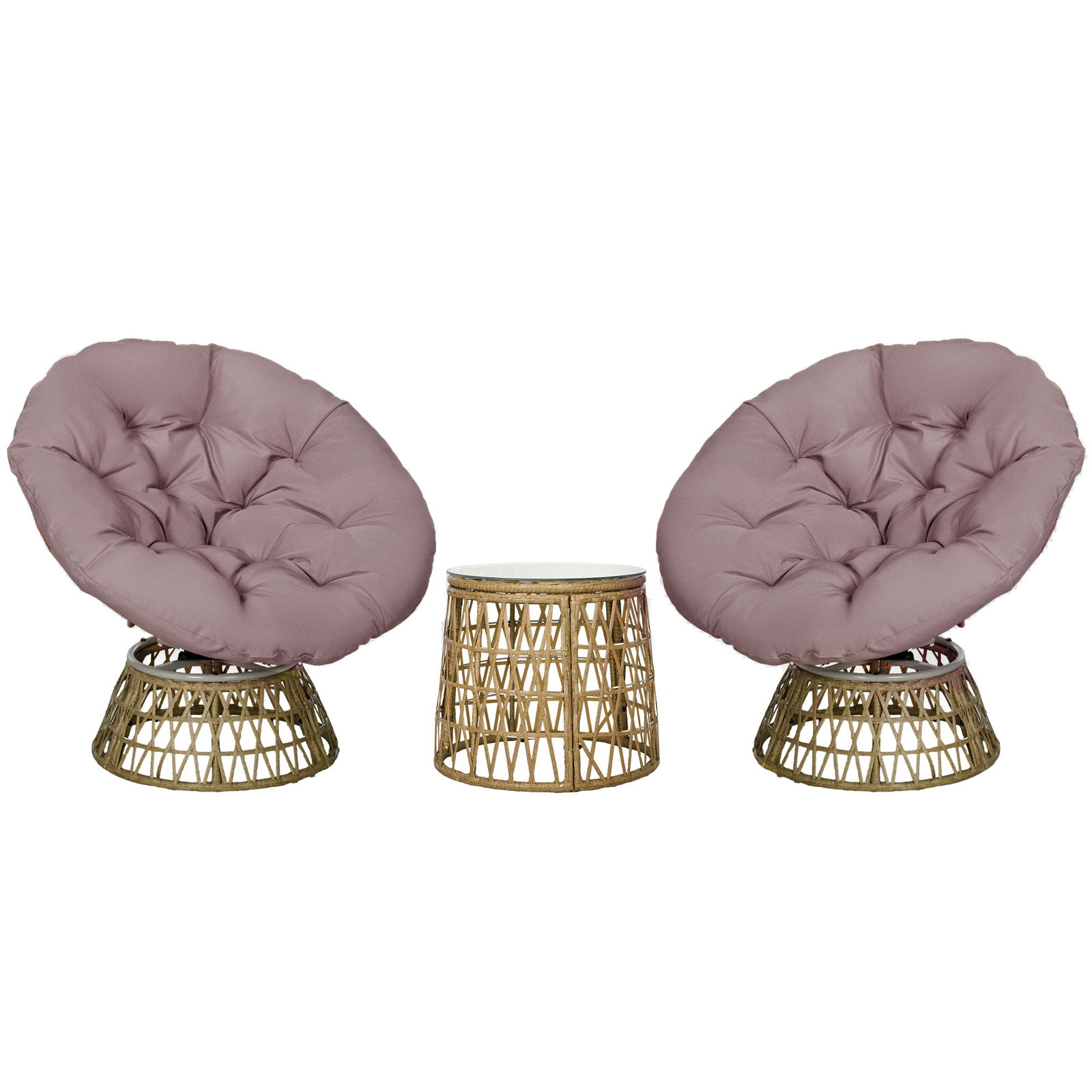 Outsunny Set de bistro pentru balcon, set de terasă, set rezistent la intemperii, perne detașabile, 85 cm x 70 cm x 82 cm, Natural + Maro deschis | Aosom Romania