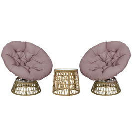 Outsunny Set de bistro pentru balcon, set de terasă, set rezistent la intemperii, perne detașabile, 85 cm x 70 cm x 82 cm, Natural + Maro deschis | Aosom Romania