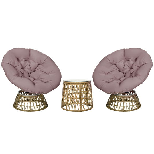 Outsunny Set de bistro pentru balcon, set de terasă, set rezistent la intemperii, perne detașabile, 85 cm x 70 cm x 82 cm, Natural + Maro deschis | Aosom Romania