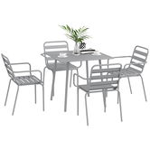 Outsunny Set de masă de grădină de 5 piese, Set de mobilier de exterior, rezistent la intemperii, design modern, 80 x 80 x 74 cm, Gri | Aosom Romania