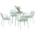 Outsunny set de masă de 5 piese pentru grădină, mobilier exterior rezistent la intemperii, 80x80x74 cm, verde | Aosom Romania